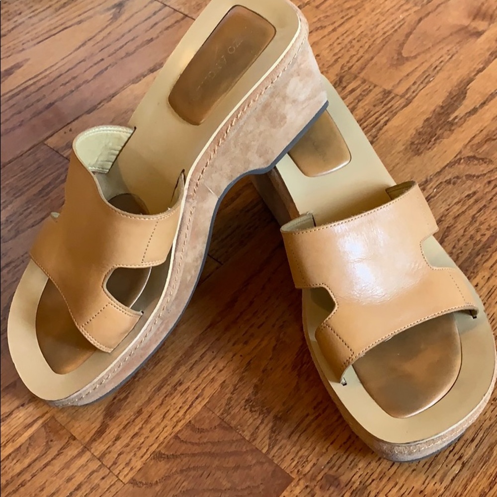 Tan leather platform sandals